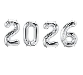 BALÃO METALIZADO KIT 2026 SILVER 14"