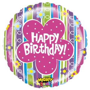 BALÃO METALIZADO MIGHTY FLORAL BIRTHDAY 21" GRABO