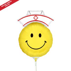 BALÃO METALIZADO MINI SMILEY NURSE 14" GRABO