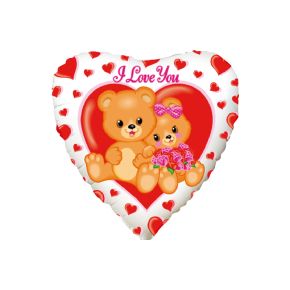 BALÃO METALIZADO URSO HEART LOVE SWEET BEARS CORACAO 20" FLEXMETAL