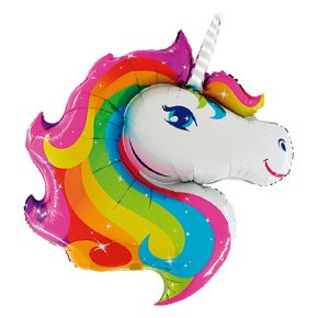 BALÃO METALIZADO RAINBOW UNICORN HEAD SS GRABO