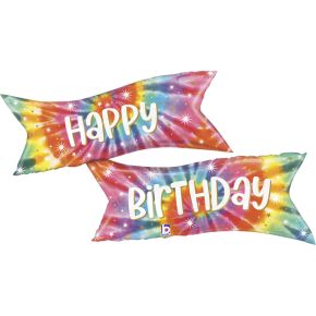 BALÃO METALIZADO TIE DYE BANNER BIRTHDAY 49" GRABO