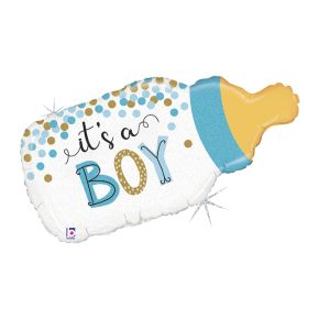 BALÃO METALIZADO CONFETTI BABY BOTLE BOY 33" GRABO