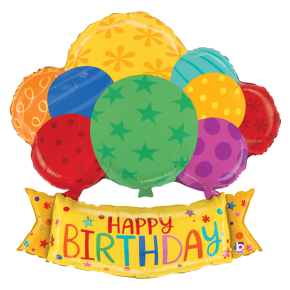 BALÃO METALIZADO BIRTHDAY BALLOONS BANNER 37" GRABO