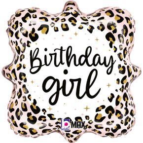 BALÃO METALIZADO SATIN LEOPARD BDAY GIRL 18" GRABO