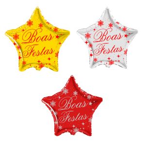 BALÃO METALIZADO BOAS FESTAS ESTRELA 20" FLEXMETAL