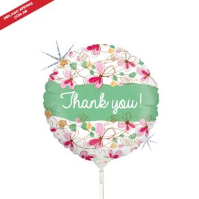 BALÃO METALIZADO FLORAL THANK YOU 9" GRABO