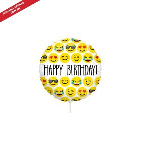 BALÃO METALIZADO EMOJI BIRTHDAY 9" GRABO