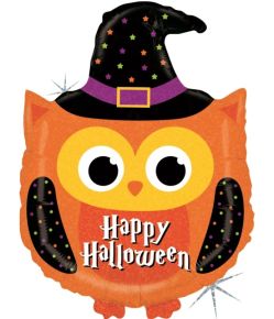 BALÃO METALIZADO HALLOWEEN OWL HOLOG. 32" GRABO