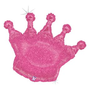 BALÃO METALIZADO GLITTERING CROWN PINK 36" GRABO