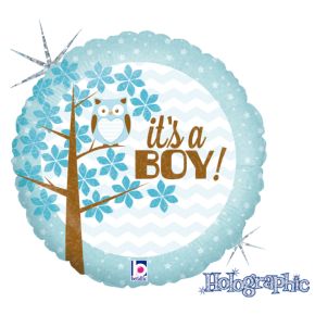 BALÃO METALIZADO IT'S A BOY BABY OWL 18" GRABO