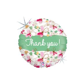 BALÃO METALIZADO FLORAL THANK YOU 18" GRABO