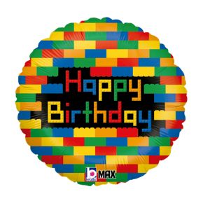 BALÃO METALIZADO BIRTHDAY BLOCKS 18" GRABO