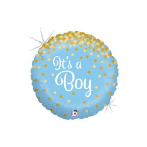 BALÃO METALIZADO GLITTERING IT'S A BOY 18" GRABO