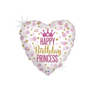 BALÃO METALIZADO GLITTER BIRTHDAY PRINCESS 18" GRABO