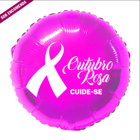 BALÃO METALIZADO OUTUBRO ROSA 20" FLEXMETAL (MÍNIMO 10 PEÇAS) 