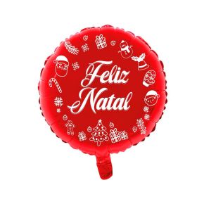 BALÃO METALIZADO FELIZ NATAL ENFEITES REDONDO 20" FLEXMETAL