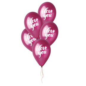 BALÃO DE LÁTEX I LOVE YOU SCRIPT BURGUNDY GMS120 COM 5 UNIDADES -12''