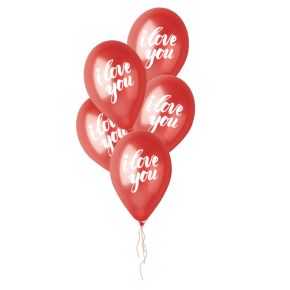 BALÃO DE LÁTEX I LOVE YOU SCRIPT VERMELHO GMS120 COM 5 UNIDADES -12''