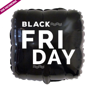 BALÃO METALIZADO BLACK FRIDAY QUADRADO 20" FLEXMETAL (MÍNIMO 10 PEÇAS) 