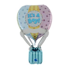 BALÃO METALIZADO HOT AIR PATCHWORK BABY BOY 3' GRABO