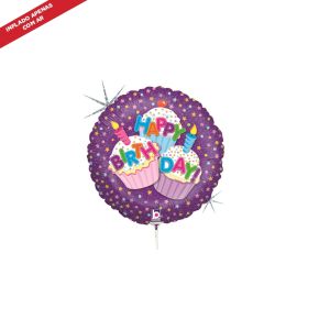 BALÃO METALIZADO HAPPY BIRTHDAY CUPCAKE 9" GRABO