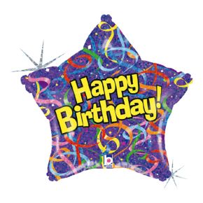 BALÃO METALIZADO BIRTHDAY PURPLE STAR 19" GRABO