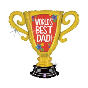 BALÃO METALIZADO WORLDS BEST DAD TROPHY HOL. 33" GRABO