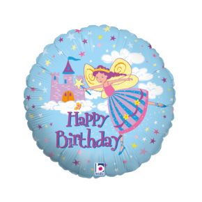 BALÃO METALIZADO FAIRY PRINCESS BIRTHDAY 18" GRABO