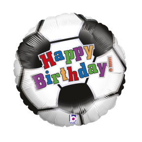 BALÃO METALIZADO SOCCER BALL BIRTHDAY 18" GRABO