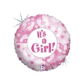 BALÃO METALIZADO IT'S A GIRL FOOTPRINTS 18" GRABO