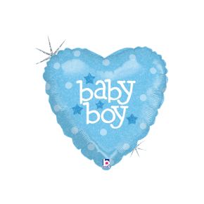 BALÃO METALIZADO BABY HEART BOY 18" GRABO