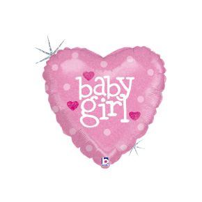 BALÃO METALIZADO BABY HEART GIRL 18" GRABO