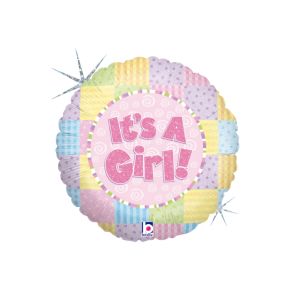 BALÃO METALIZADO PATCHWORK BABY GIRL 18" GRABO