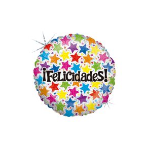 BALÃO METALIZADO FELICIDADES ESTRELAS 18" GRABO