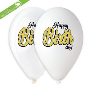 BALÃO DE LÁTEX GOLD HAPPY BIRTHDAY GS120 COM 25 UNIDADES -13"