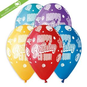 BALÃO DE LÁTEX HAPPY BIRTHDAY BALLOONS GS120 COM 25 UNIDADES -13"