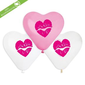 BALÃO DE LÁTEX MAGENTA LIPSTICK HEART CRS COM 25 UNIDADES -10"