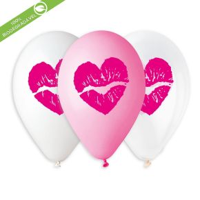 BALÃO DE LÁTEX MAGENTA LIPSTICK HEART GS120 COM 25 UNIDADES -13"