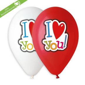 BALÃO DE LÁTEX I LOVE YOU MESSAGE GS120 COM 25 UNIDADES -13"