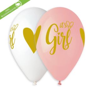 BALÃO DE LÁTEX GOLD ITS A GIRL GS120 COM 25 UNIDADES -13"