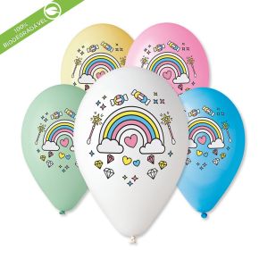 BALÃO DE LÁTEX COLOURFUL RAINBOW GS120 COM 25 UNIDADES -13"