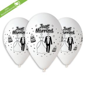 BALÃO DE LÁTEX JUST MARRIED GS120 COM 25 UNIDADES -13"