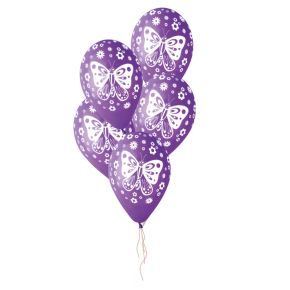 BALÃO DE LÁTEX BUTTERFLY AND LADYBUG ROXO GS120 COM 5 UNIDADES -13''