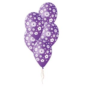 BALÃO DE LÁTEX FLOWERS ROXO GS120 COM 5 UNIDADES -13''