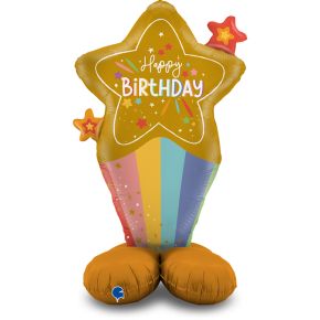 BALÃO METALIZADO THE STANDUPS - BIRTHDAY STARS 52" GRABO