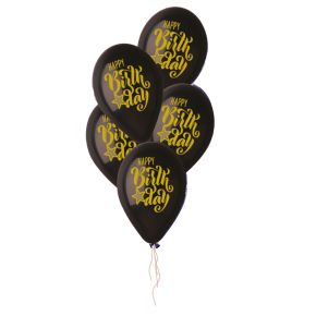 BALÃO DE LÁTEX GOLD HAPPY BIRTHDAY STAR PRETO GS120 COM 5 UNIDADES -13''