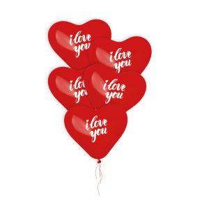 BALÃO DE LÁTEX I LOVE YOU SCRIPT VERMELHO CRS10 COM 5 UNIDADES -10''