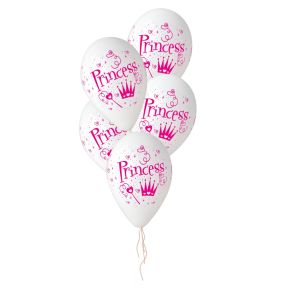 BALÃO DE LÁTEX PRINCESS BRANCO GS120 COM 5 UNIDADES -13''